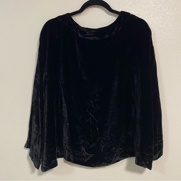 Bryn Walker Blouse Women’s Size Medium Black Velvet Silk Blend Long Sleeve Top - Picture 9 of 14